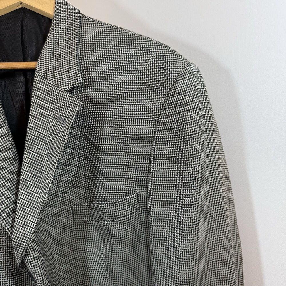 Andrew Fezza 48R Sport Coat Blazer Silk Worsted Wool Gray Houndstooth Jacket - Picture 6 of 16